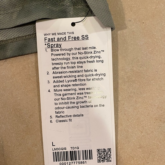 Lululemon Men’s “Fast and Free” *Spray* Tee (L) *SOLD OUT EVERYWHERE* - Picture 4 of 5